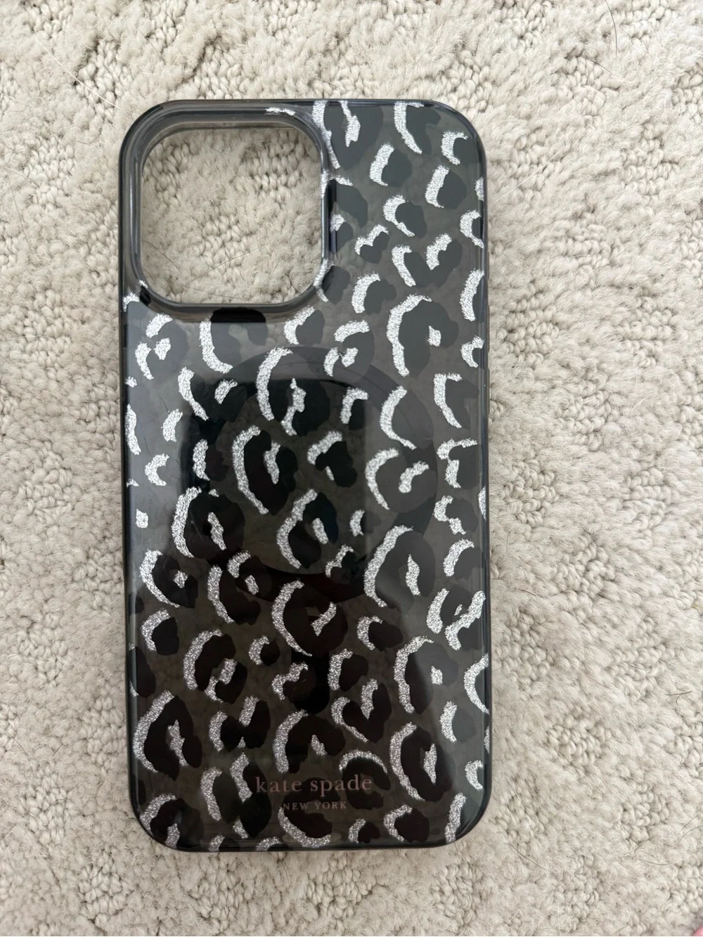 kate spade New York Black Leopard Print Clear Phone Case- iPhone 16 Pro Max